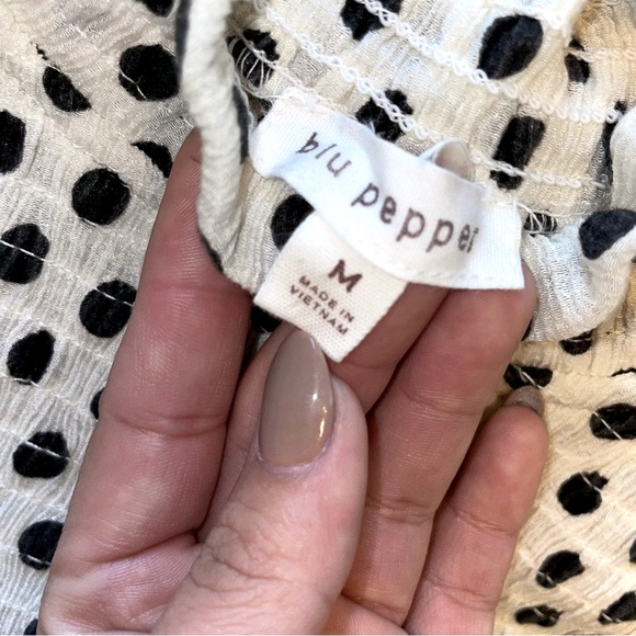 Polka Dot Ruffle Shoulder Blouse - Picture 8 of 8